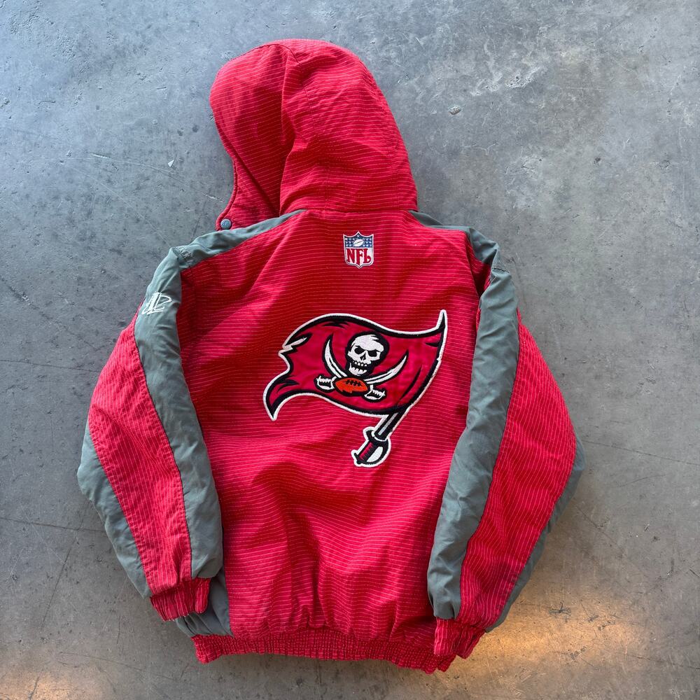 Vintage Y2K Pro Line Tampa Bay Buccaneers NFL Football Puffer Zip Up Jacket YM